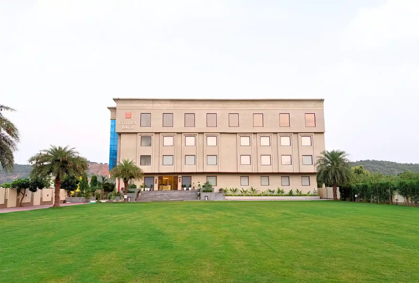 Golden Bagh Resort Facade & Lush Front Lawn
